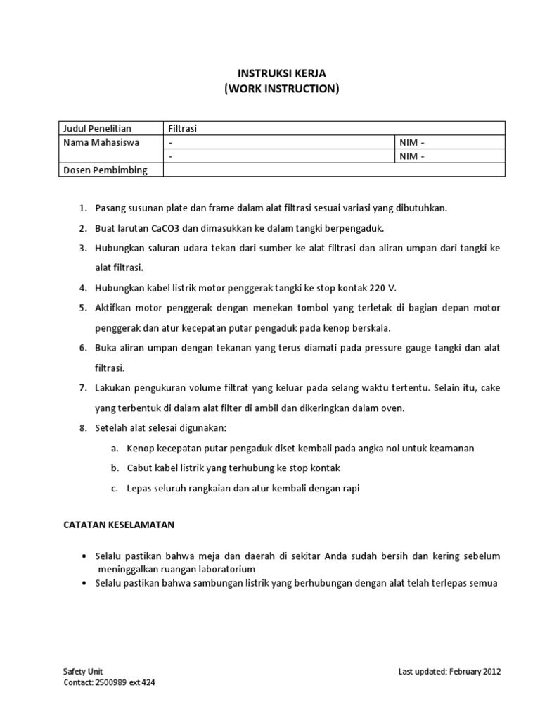 Form Work Instruction Dan JSA PDF