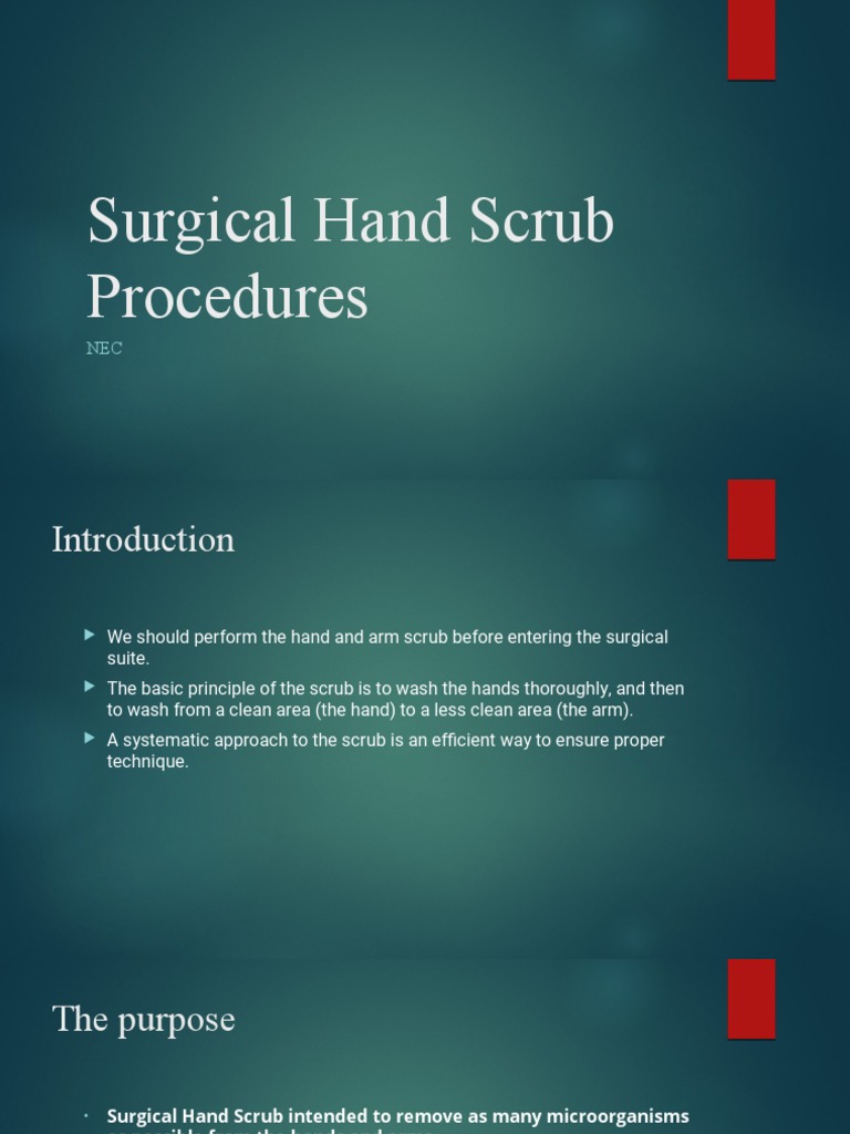 Surgical Hand Scrub Procedures PDF Surgery Operating Theater