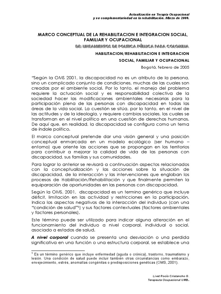 Tipos y Grados de Discapacidad | PDF | Invalidez | Terapia ocupacional