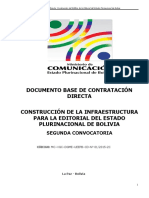 DBC Construccion de La Infraestructura para La Editorial Del Estado Plurinacional de Bolivia Segunda Convocatoria 12-10-15