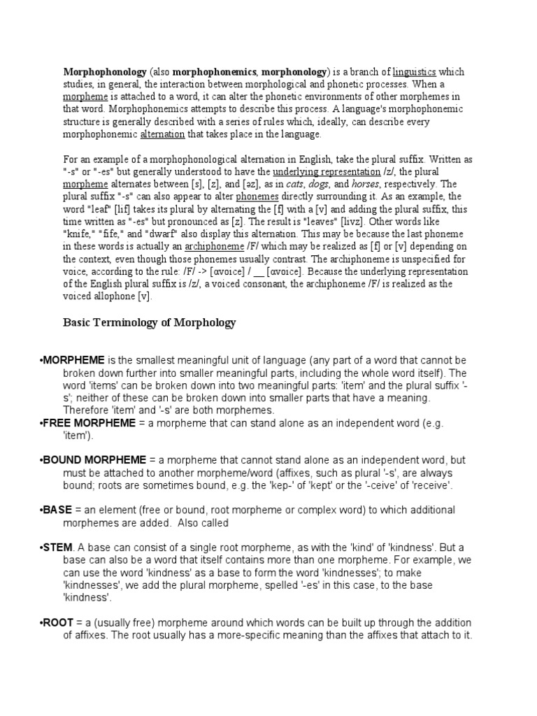 Understanding Morphophonology Basics | PDF | Word | Morphology ...