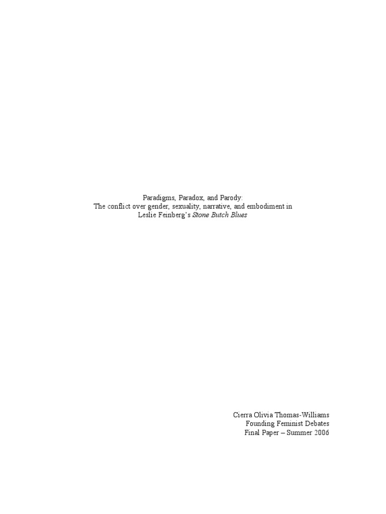 Analysis of Stone Butch Blues and Gender As Home PDF Gender