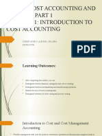 Ae 22A: Cost Accounting and Control Part 1 Chapter 1: Introduction To Cost Accounting