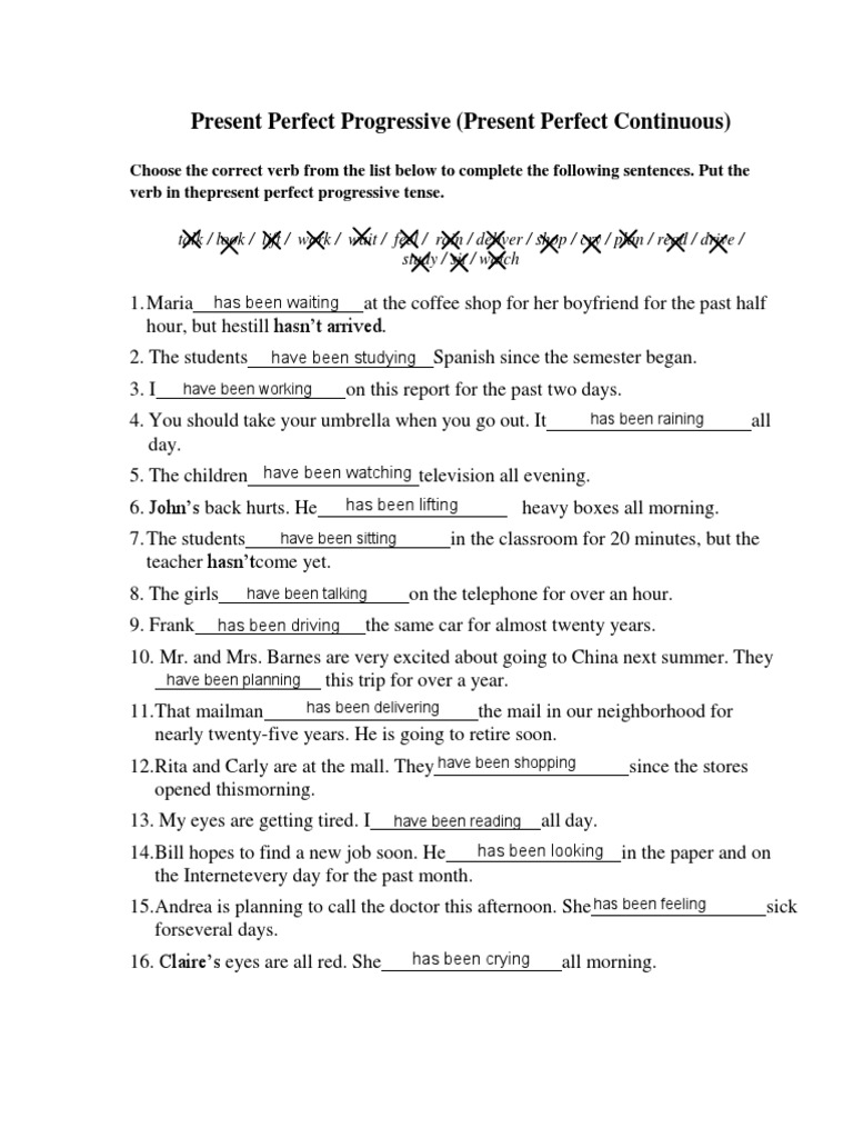 Present Perfect Progressive ACTIVITY 1 Rubén Antonio Magaña Huerta | PDF