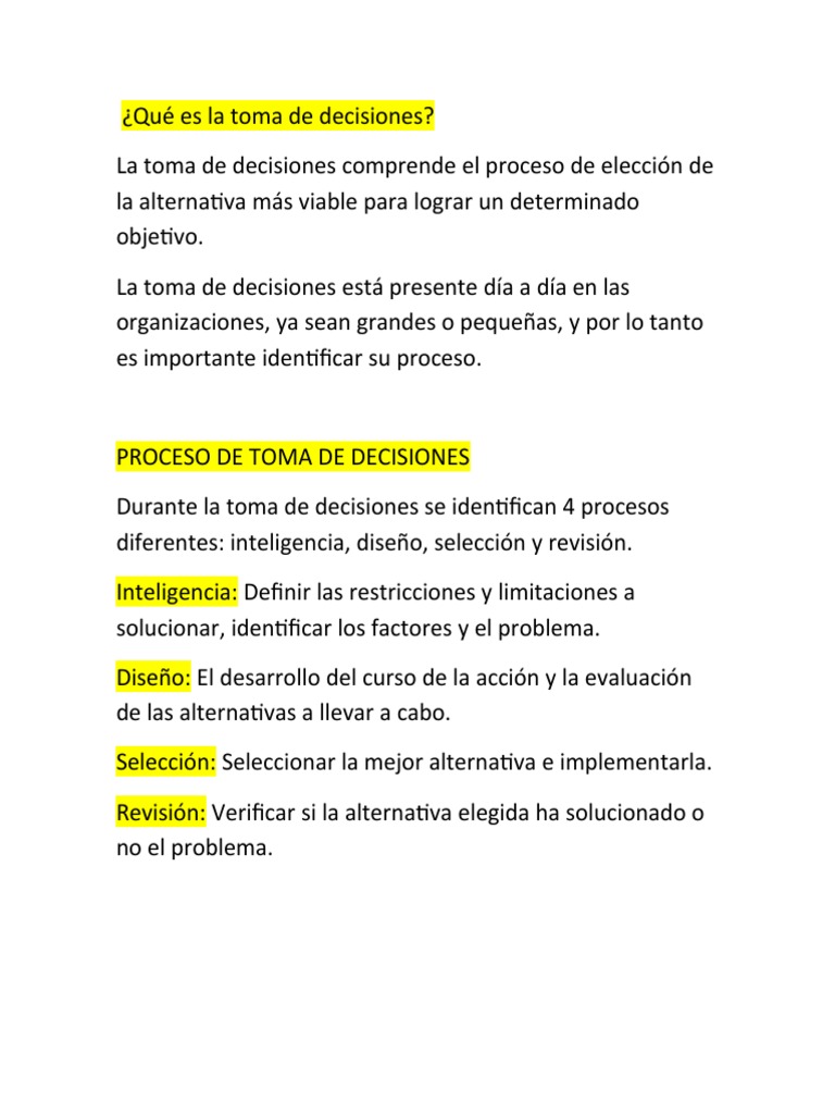 Proceso y Tipos de Toma de Decisiones | PDF