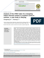 Analysis of The CPMV Index For Evaluating Indoor Thermal Comfort in Southern China in Summer, A Case Study in Nanjing