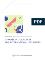 Admission Guidelines For International Students: Spring Semester 2020