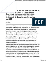 Le risque de myocardite et péricardite après la vaccination