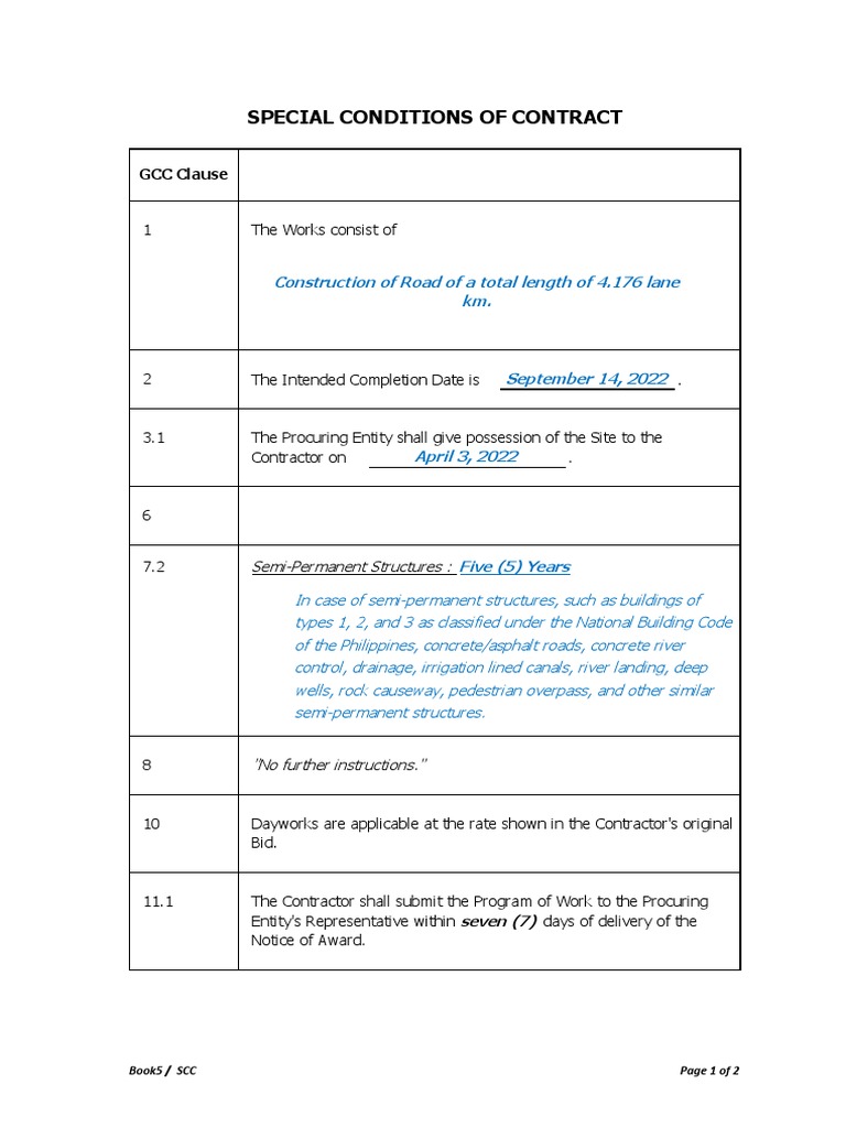 Special Conditions of Contract: GCC Clause | PDF | Technology & Engineering