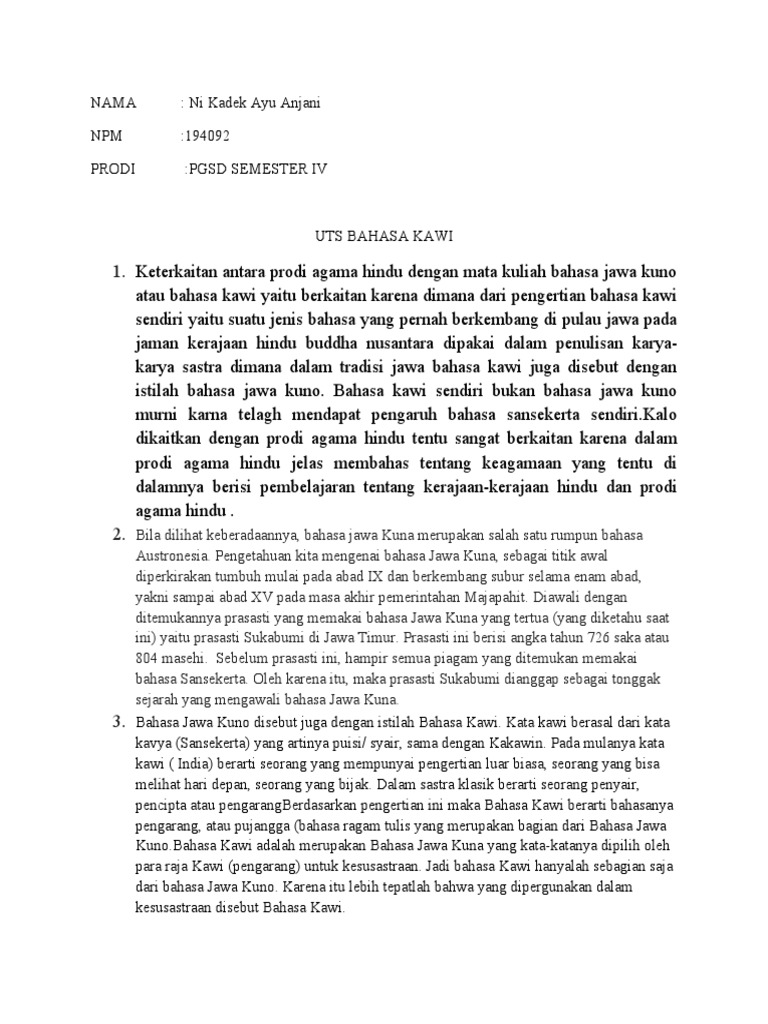 Sejarah dan Pengertian Bahasa Kawi | PDF | Sejarah | Klasik