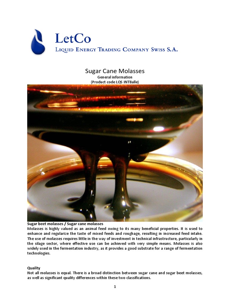 Sugar Beet Molasses / Sugar Cane Molasses PDF Sucrose Molasses