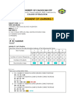 Assessment of Learning 1: University of Caloocan City