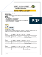 Assessment of Learning 1: S University of Caloocan City