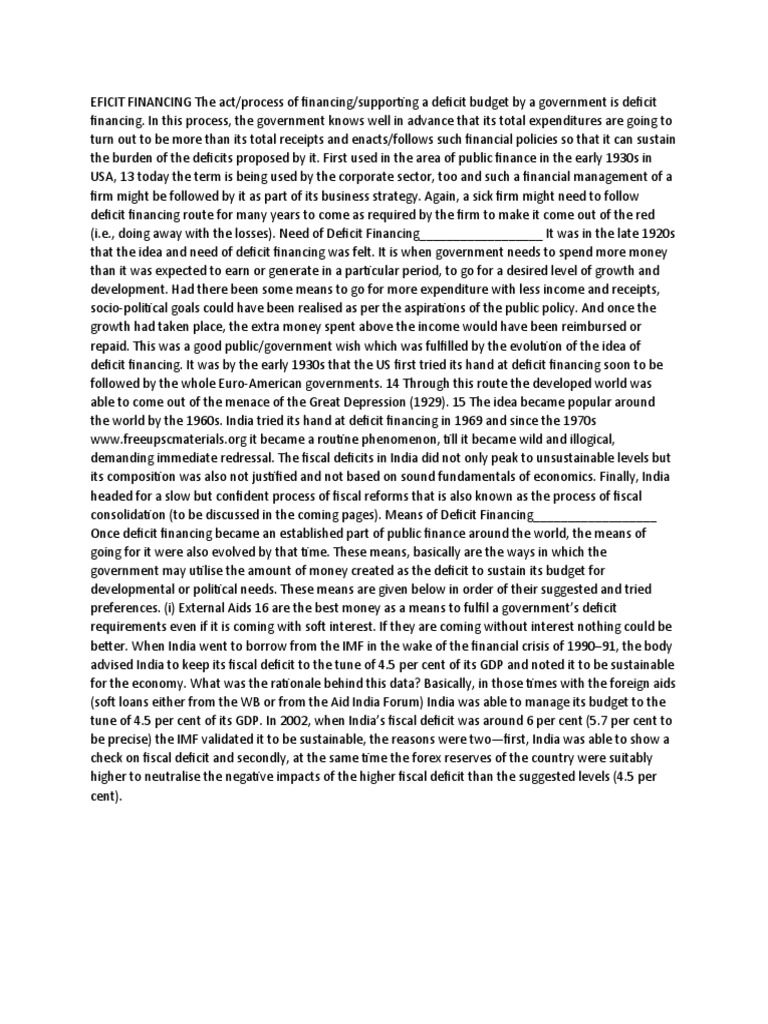 Understanding Deficit Financing | PDF | Government Budget Balance | Money