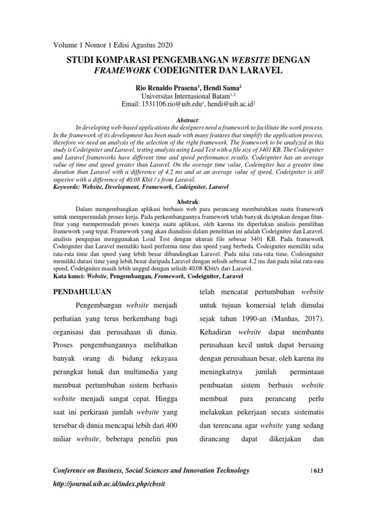 Komparasi Codeigniter vs Laravel | PDF