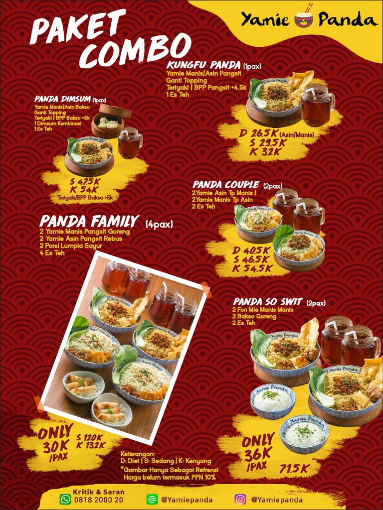 Menu Paket dan Harga Yamie Panda | PDF