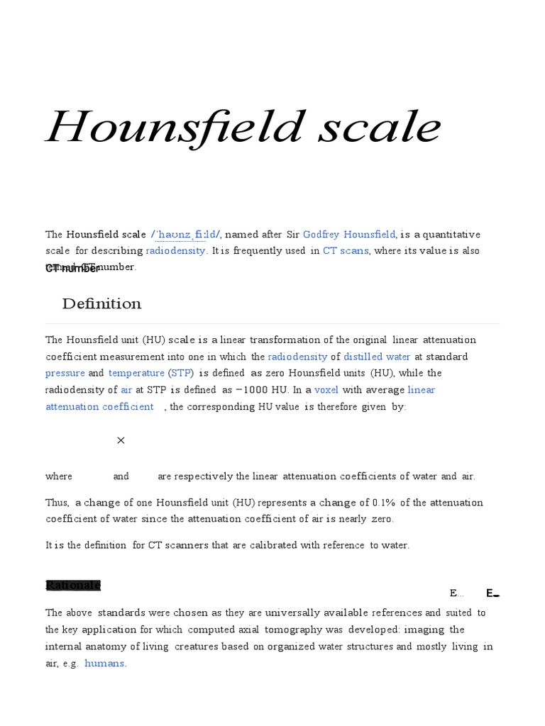 Understanding the Hounsfield Scale in CT | PDF | Medical Specialties ...