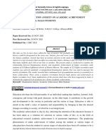 Impact of Examination Anxiety On Academic Achievement in Secondary Level Male Students