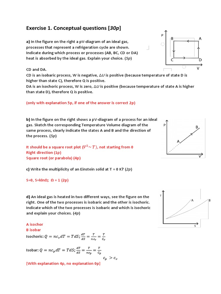 Exercise 1. Conceptual Questions (30p) | Download Free PDF | Heat | Gases