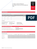 Swinburne University of Technology Direct Application Form June 2015