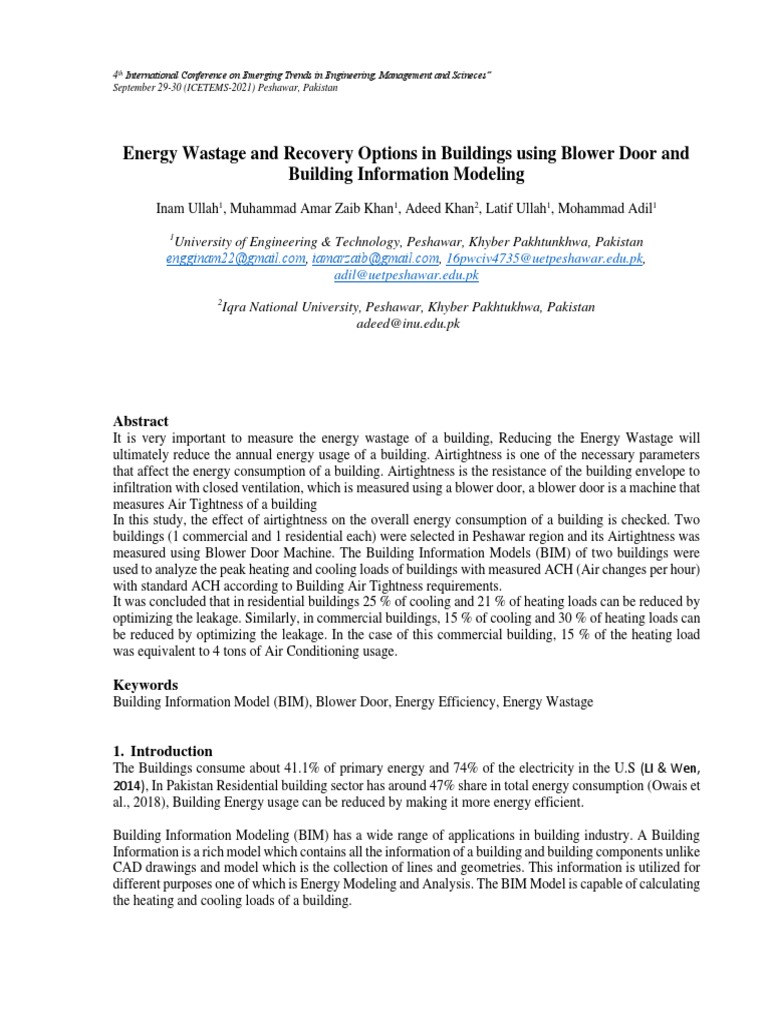 Energy Efficiency in Buildings: Airtightness Analysis | PDF | Efficient ...