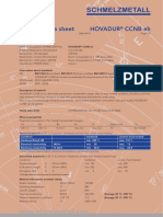 Material Data Sheet Hovadur CCNB Eh: Agreed Properties at 20 °C (Condition: Hardened, Solution Heat Treated Respectively)