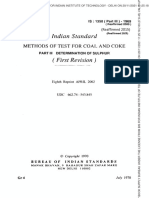 Indian Standard: Methods of Test For Coal and Coke