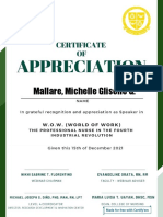Certificate For Mallare, Michelle Gliselle G. For - Evaluation Form