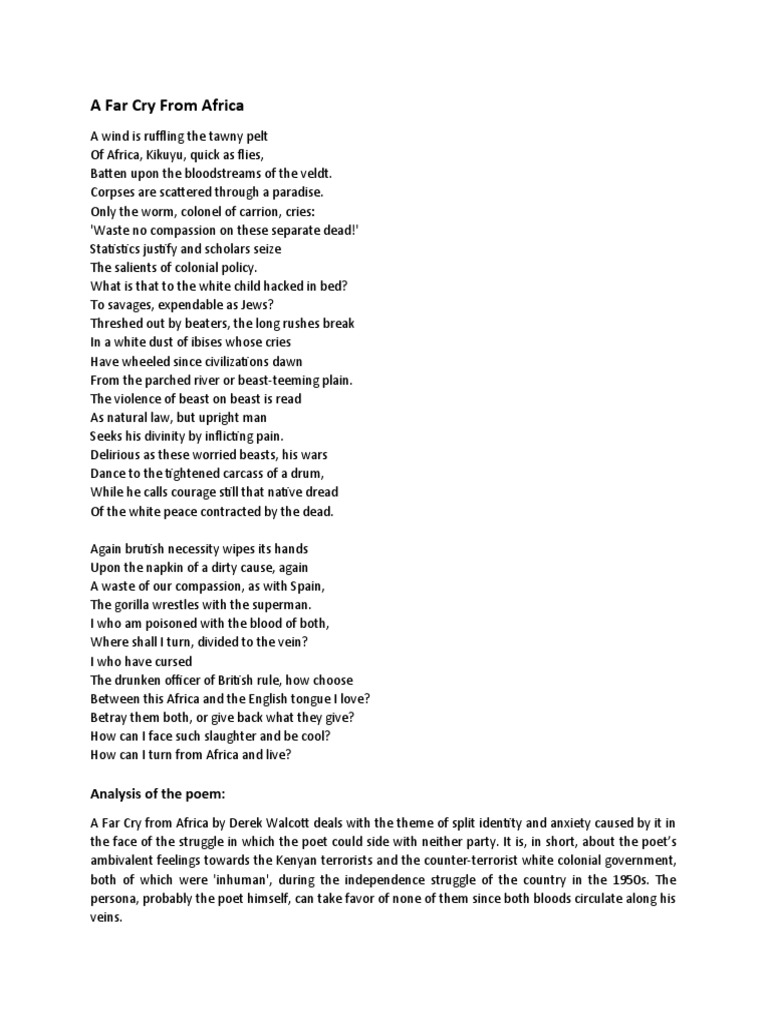 A Far Cry From Africa Pdf – A Far Cry from Africa by Derek Walcott – YAPB