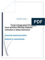 Final Integrated Project: Smart Practices Effecting Employee Motivation in Aditya Aluminium