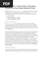 Pick Up Current Current Setting Plug Setting Multiplier and Time Setting Multiplier of Relay