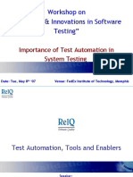 Workshop On "Advances & Innovations in Software Testing"