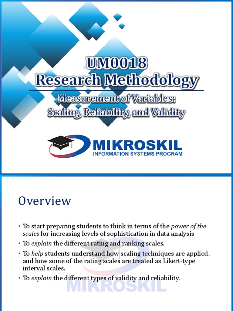 Research Methodology: Scales & Validity | PDF | Level Of Measurement ...
