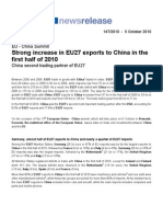 Strong Increase in EU27 Exports To China in The First Half of 2010