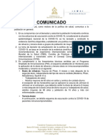 Comunicado Sobre Dosis de Refuerzo Vacuna Contra La COVID-19 V511 Con Cuadro