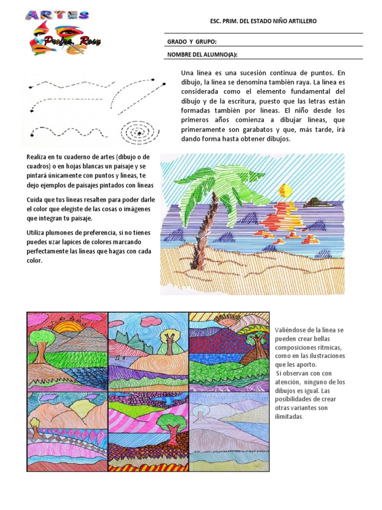 Arte con Líneas y Puntos para Niños | PDF, image size:768x1024