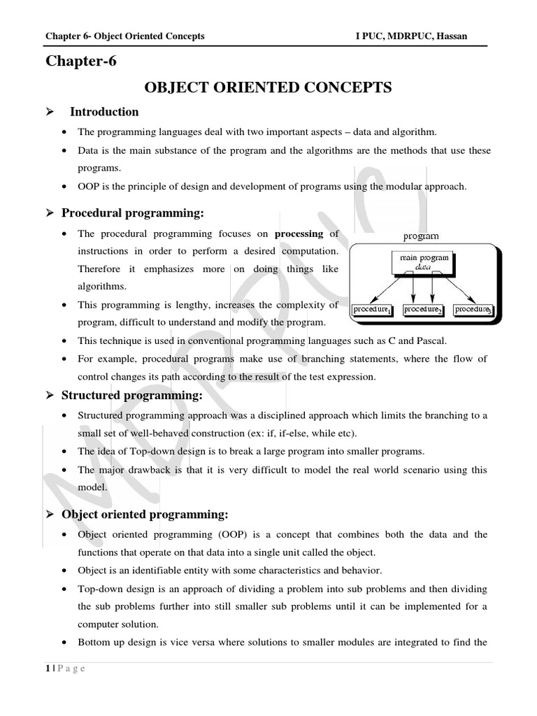 Chapter 6 Object Oriented Concepts | PDF | Object Oriented Programming ...