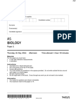 June 2016 QP (v1) Paper 1 AQA Biology As-Level