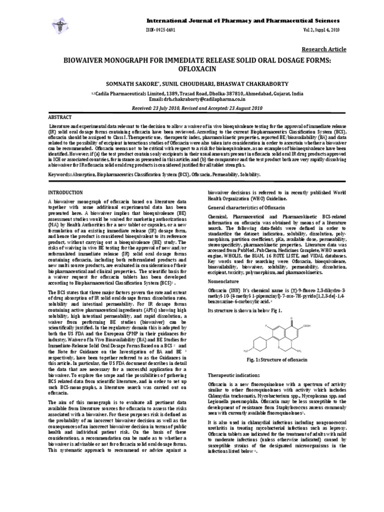 Immediate Release Solid Oral Dosage Forms