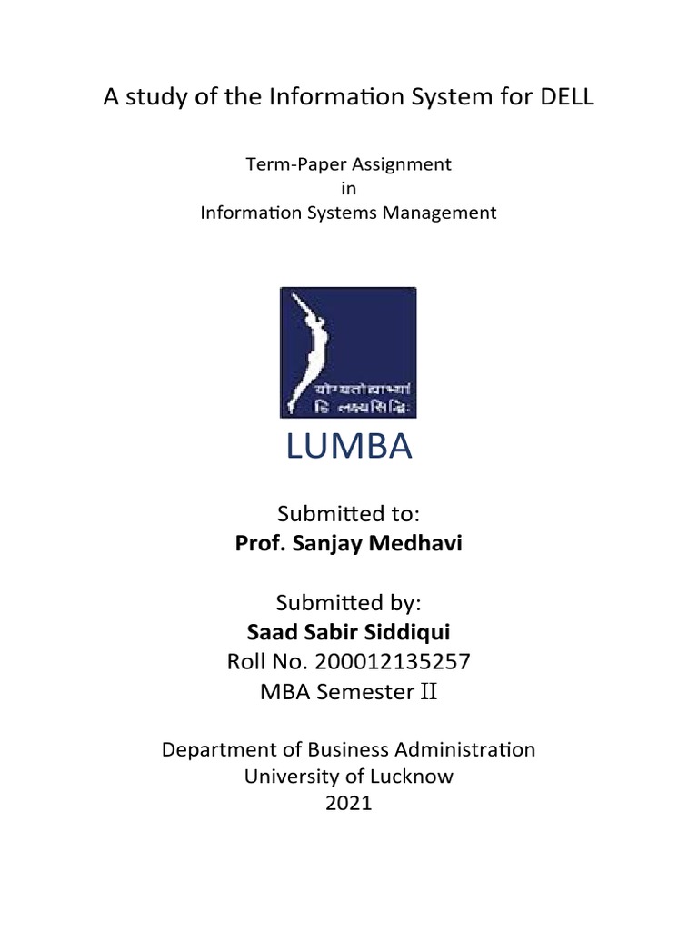 Information System Management Assignment On DELL | PDF | Dell | E Commerce