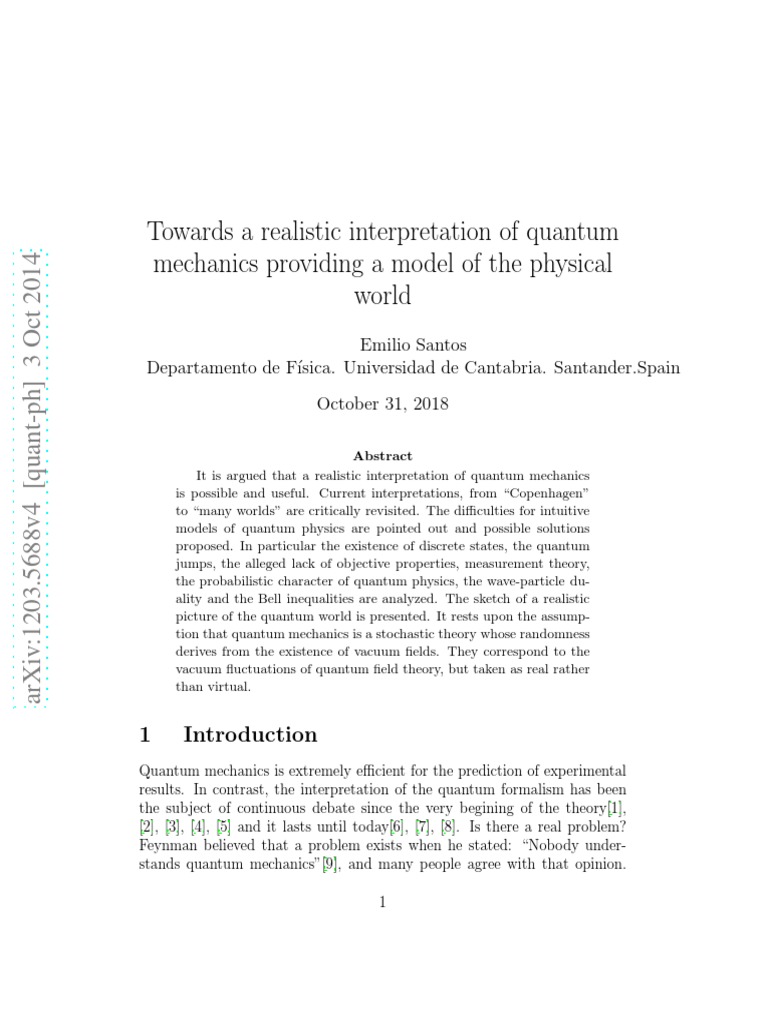 Realistic Quantum Mechanics Interpretation | PDF | Quantum Mechanics ...
