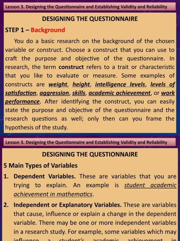 Designing Effective Research Questionnaires | PDF | Validity ...