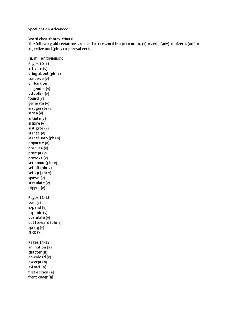 Advanced Vocabulary Word List | PDF | Biodiversity