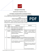 Qualification & Eligibility Criteria For Teaching Positions, Ganpat University - 2