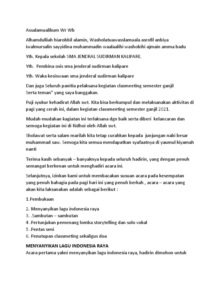 Teks MC Penutupan | PDF
