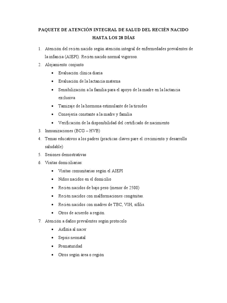 Paquete de Atención Integral de Salud | PDF | Infantes | Amamantamiento