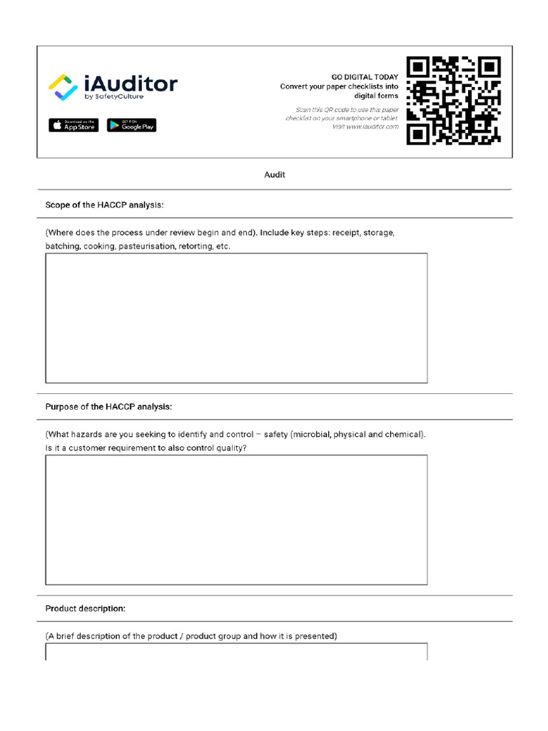 Haccp Product Description and Intended Use | PDF