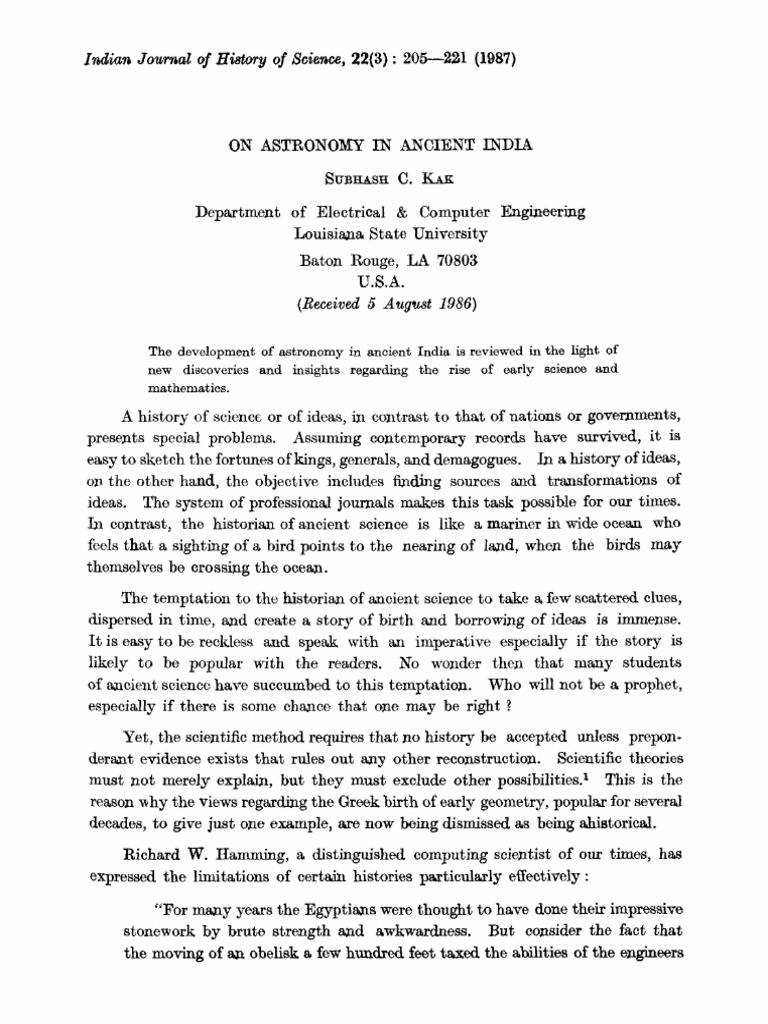 On Astronomy in Anient India | PDF