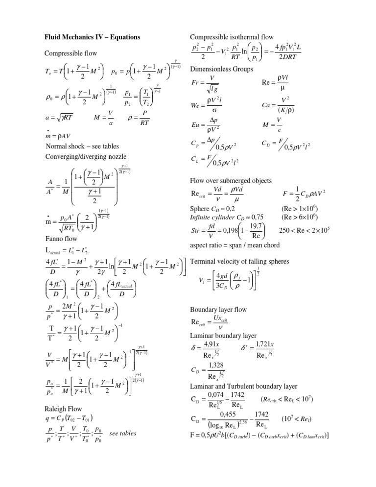 Compressible Flow Equations Overview | PDF | Teaching Methods & Materials
