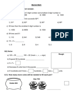 Mental Math Q1) Put A Tick On The Correct Answer